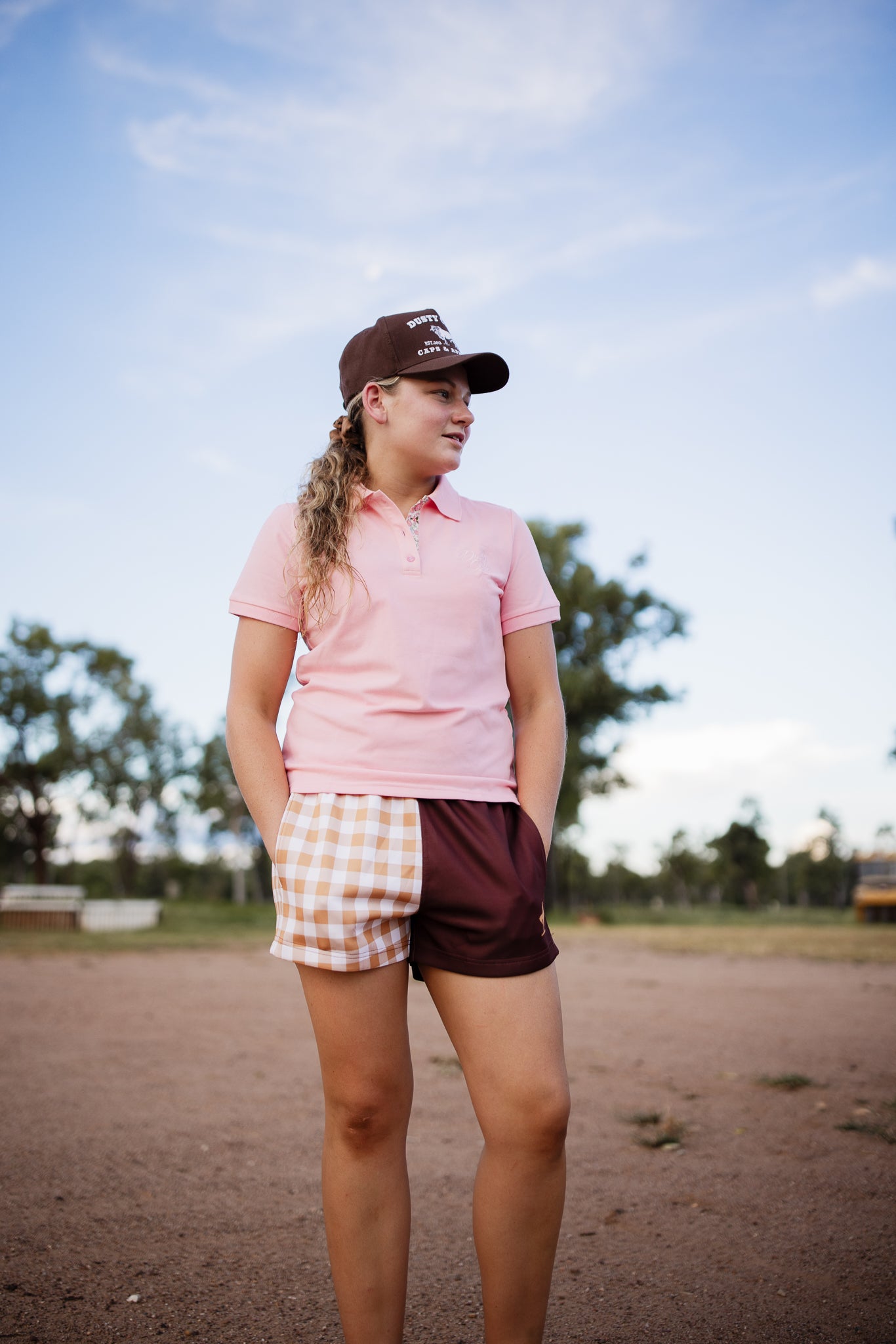 Ladies Shorts - comfy check footy shorts, true to size, beige check, chocolate, womens