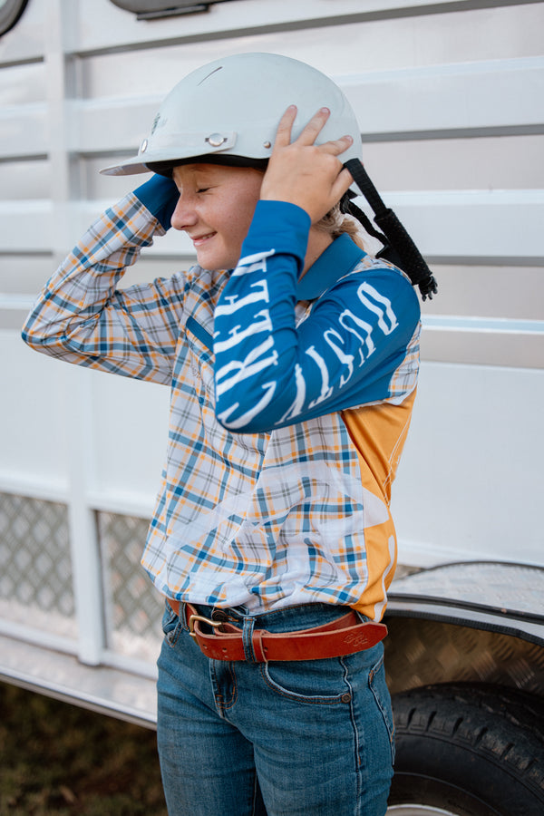 FISHING SHIRT KIDS Gold Navy Check