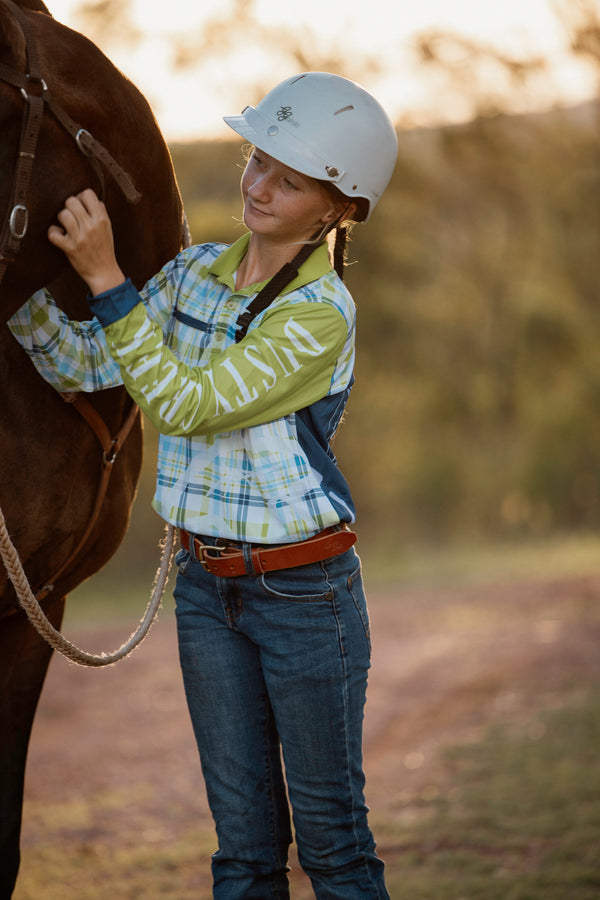 FISHING SHIRT KIDS Lime Check